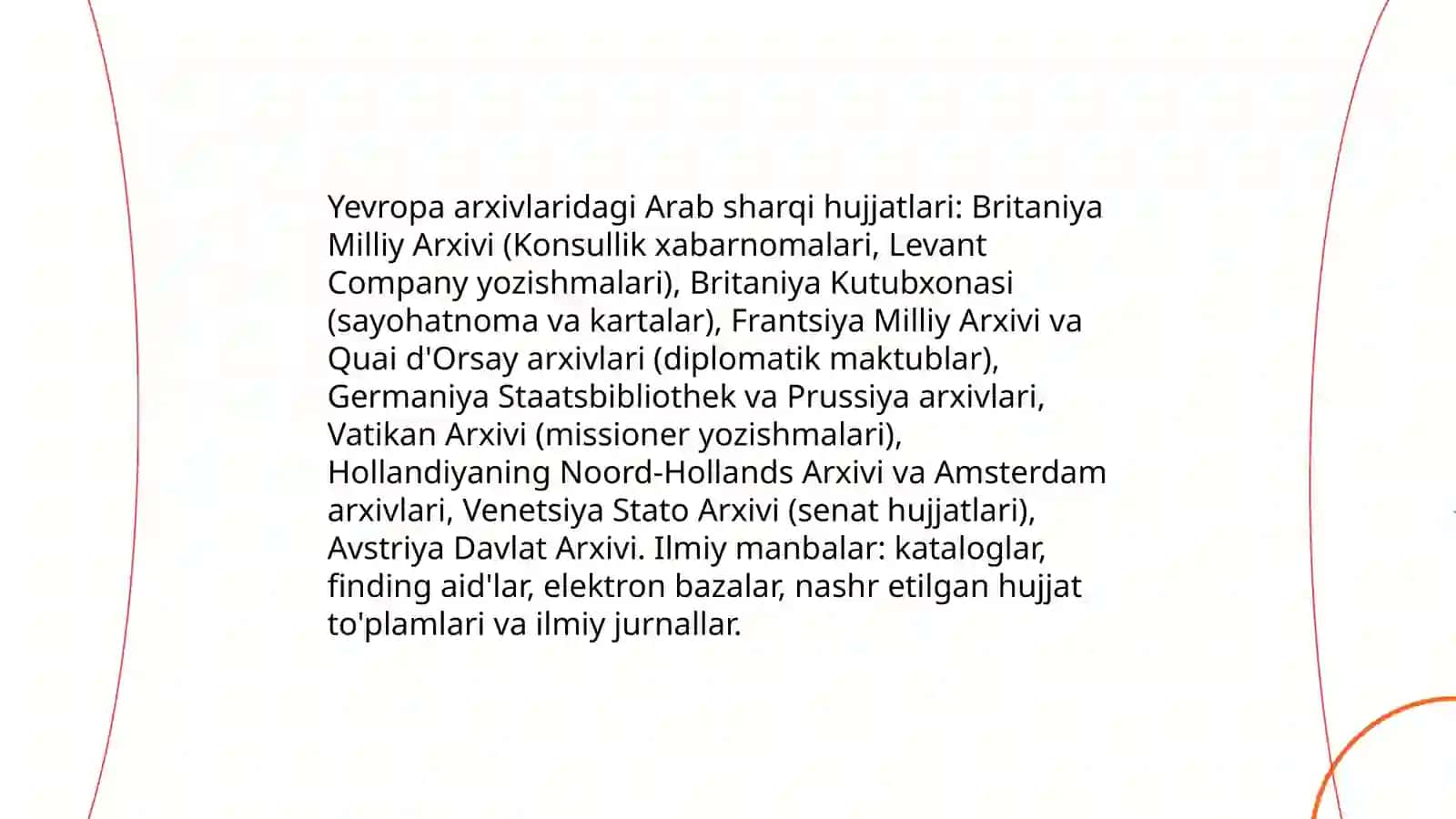 Yevropa va Arab sharq hujjatiga oid ilmiy manbalar 3