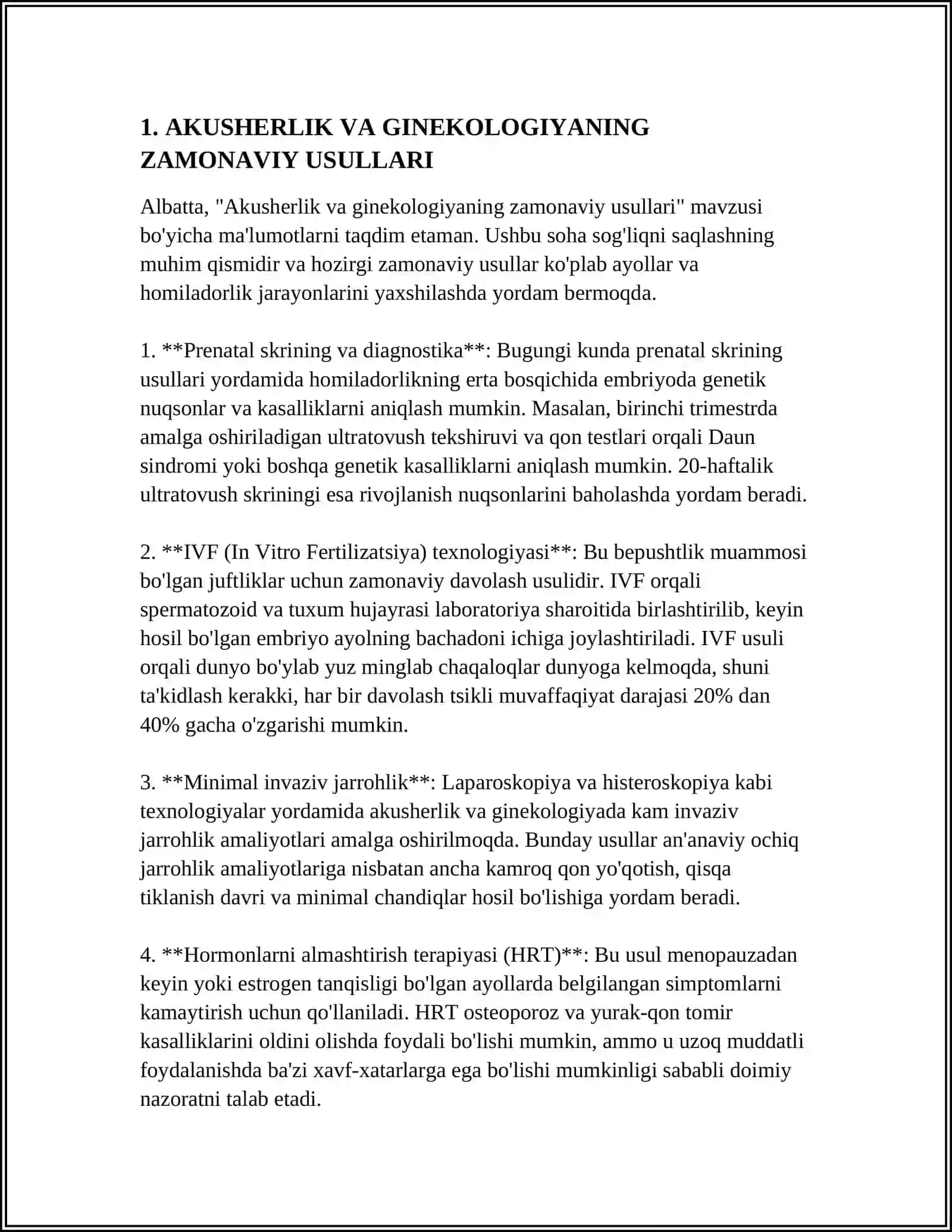 AKUSHERLIK GINEKOLOGIYA ILMIY-AMALIY TIBBIYOT MARKAZI 3