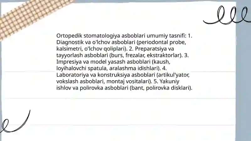 Ortopedik stomatologiya asboblari va ularning tasnifi 3