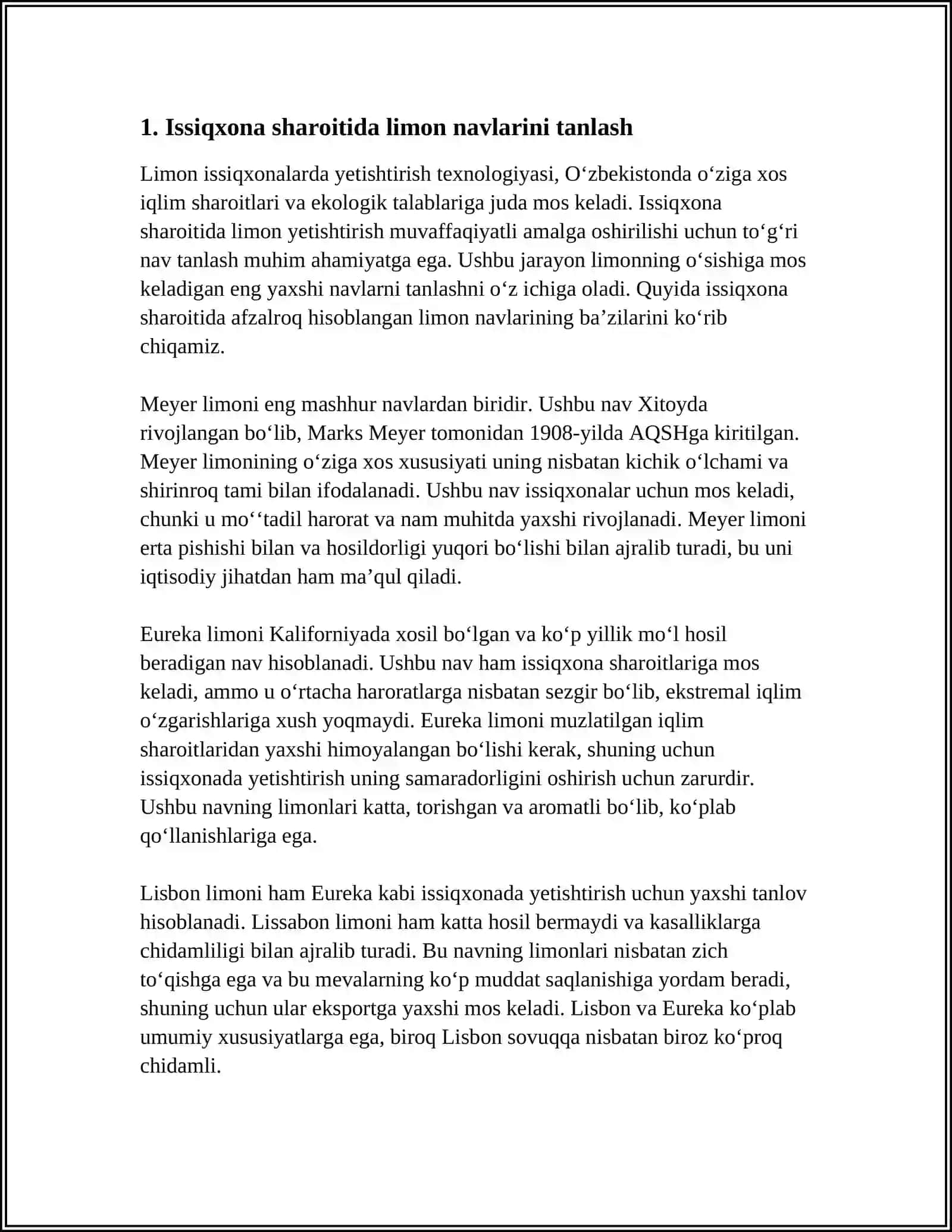 LIMONNI ISSIQXONALARDA YETISHTIRISH TEXNOLOGIYASI 3