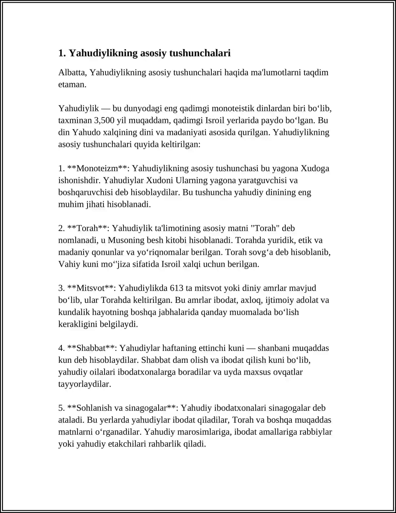 YAHUDIYLIK TA'LIMOTI, AN'ANA VA MAROSIMLAR 3