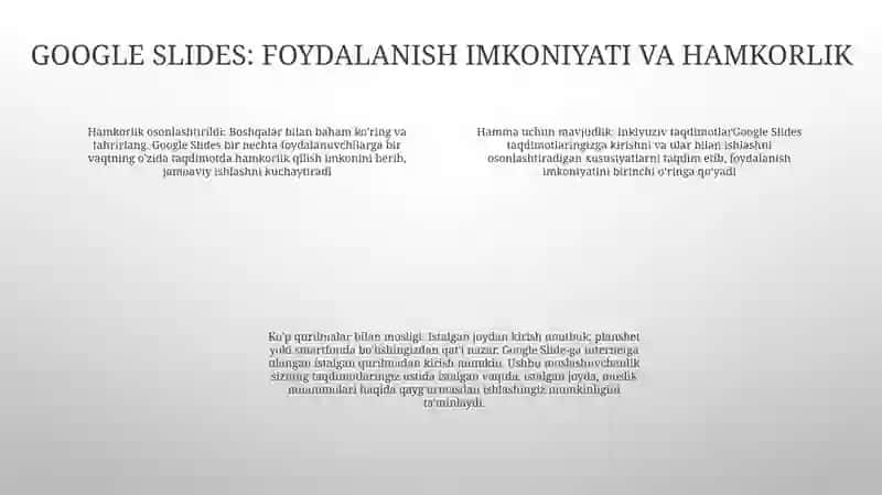 Taqdimot Slaydlarini Yaratish Uchun Mos Dastur Imkoniyatlaridan Foydalanish 3