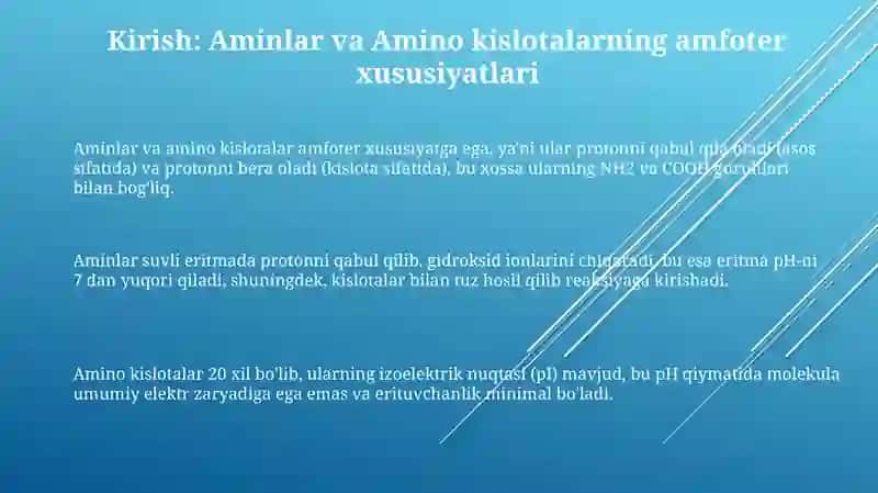 Aminlar va aminokislotalarning amfoterlik xossalariga doir tajribalar 3
