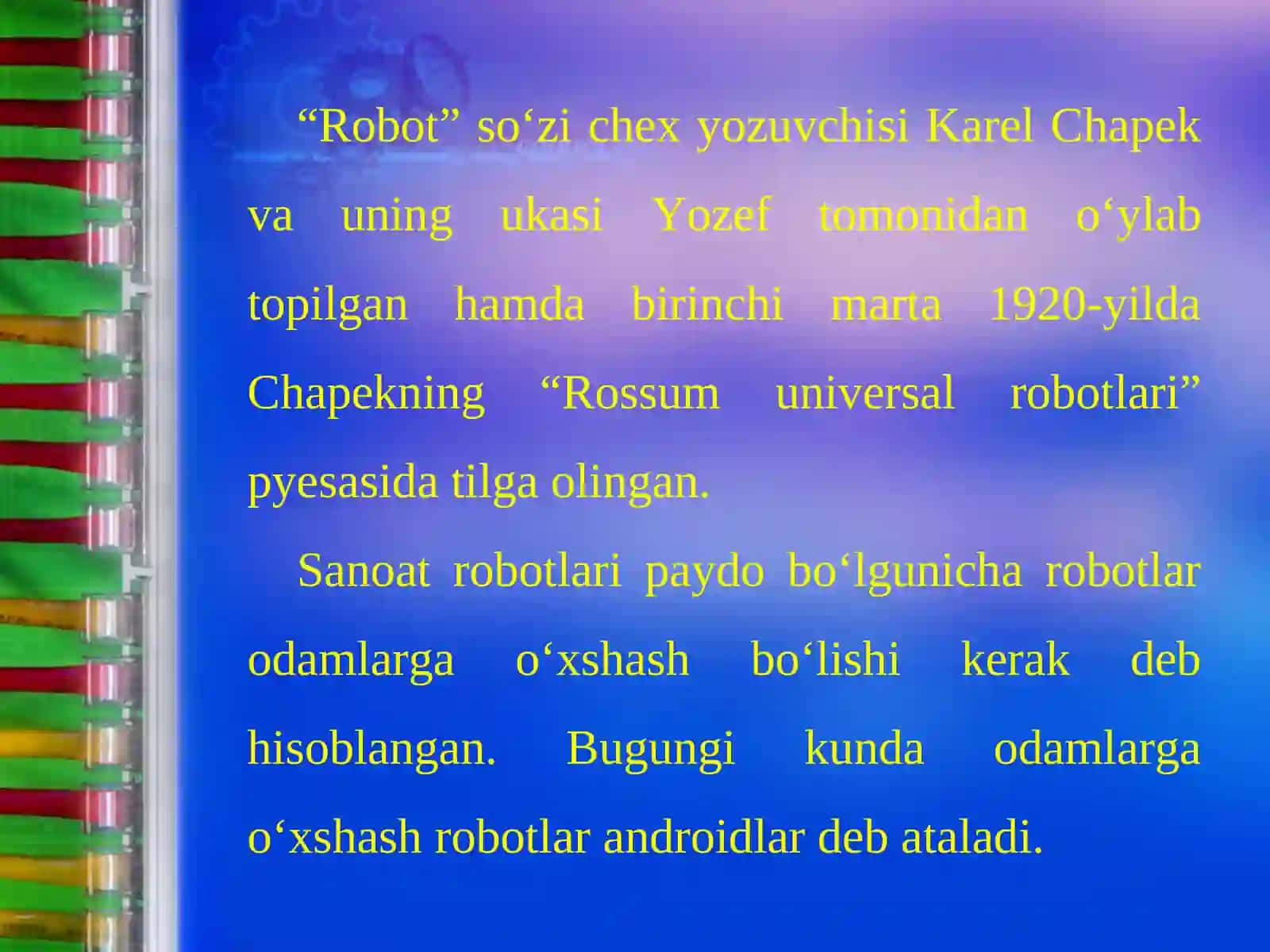 Robotlarning atrof-muhit bilan o‘zaro aloqasi 3