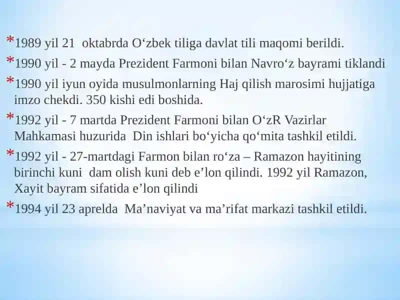 Mustaqillik yillarida O‘zbekistonda ma’naviy va madaniy tarqqiyot 3