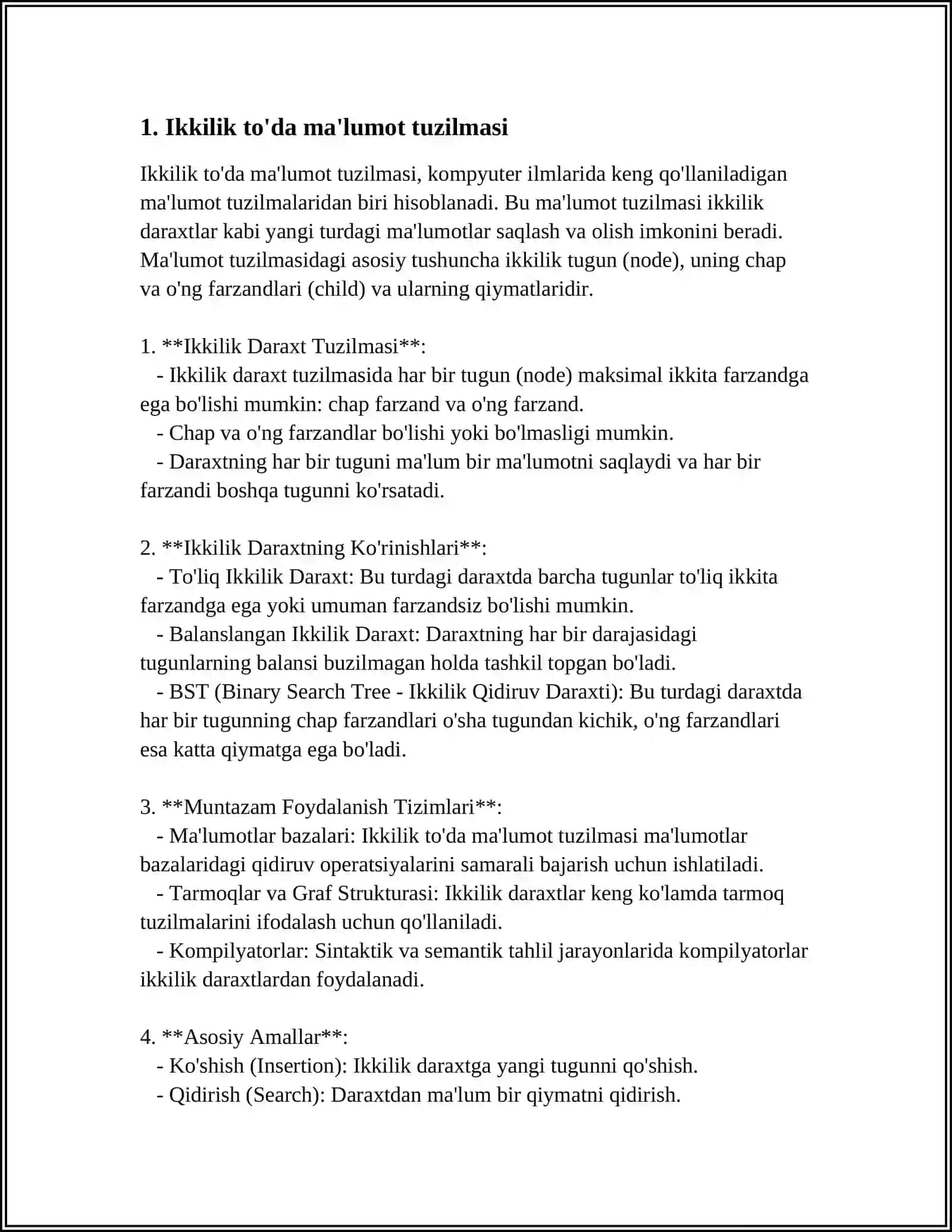 MUSTAQIL ISH Mavzu: BINARY HEAP SHAKLIDAGI MA'LUMOTLAR TUZILMALARI 3