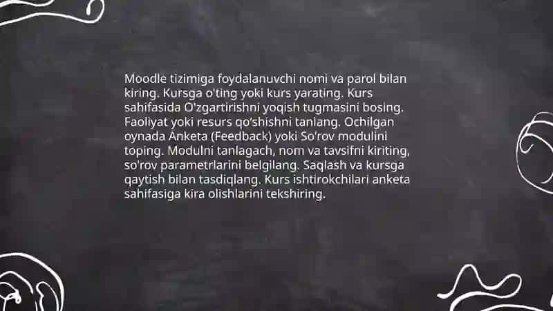 Moodle tizimida anketa so'rov yaratish 3