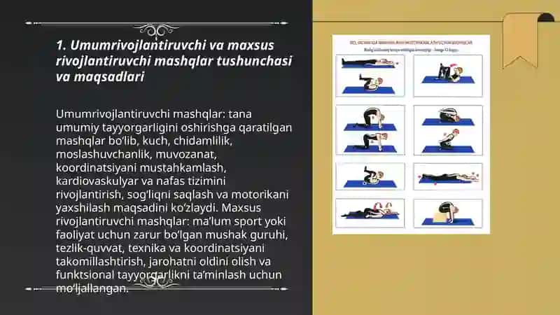 Umumrivojlantiruvchi va maxsus rivojlantiruvchi mashqlarni bajarishni oʻrganish 3