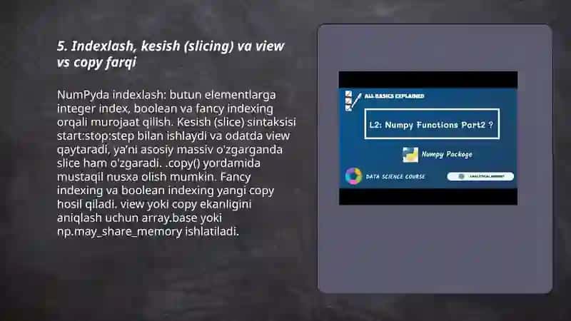Python dasturlash tilida Numpy kutubxonasi bilan ishlash 3