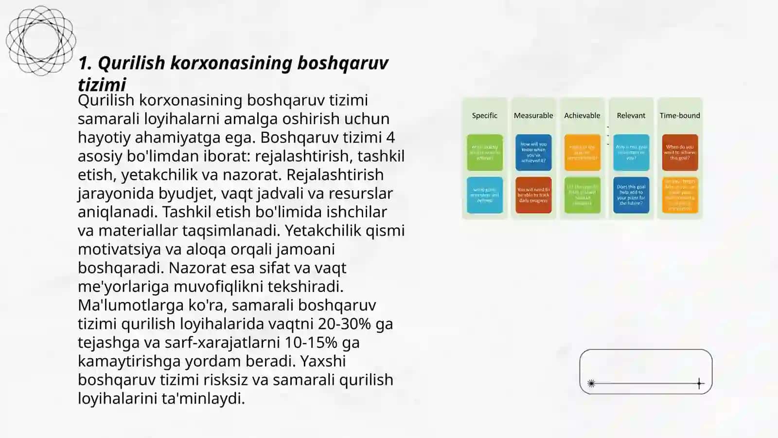 Qurilishda Korxona boshqarishning maqsadi va vazifalari 3