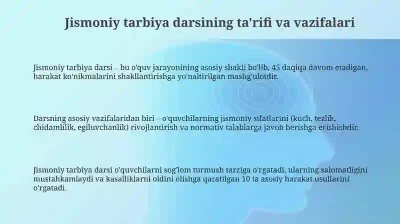 Jismoniy tarbiya darsi mashg'ulotlarining asosiy shakli 3