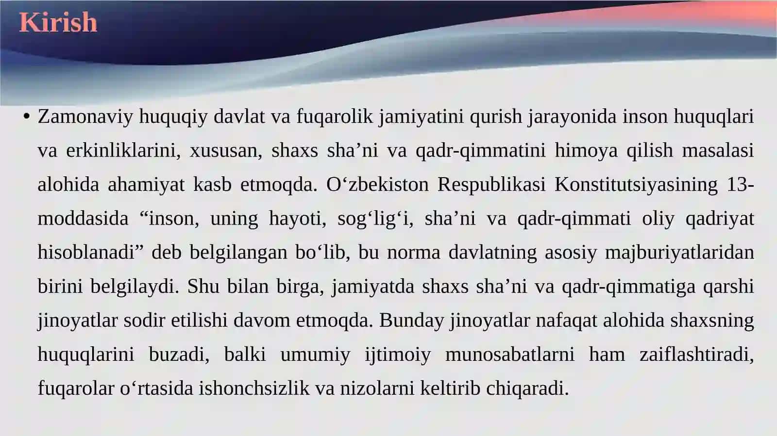 Shaxs sha’ni va qadr-qimmatiga qarshi jinoyatlar huquqiy tahlili 3
