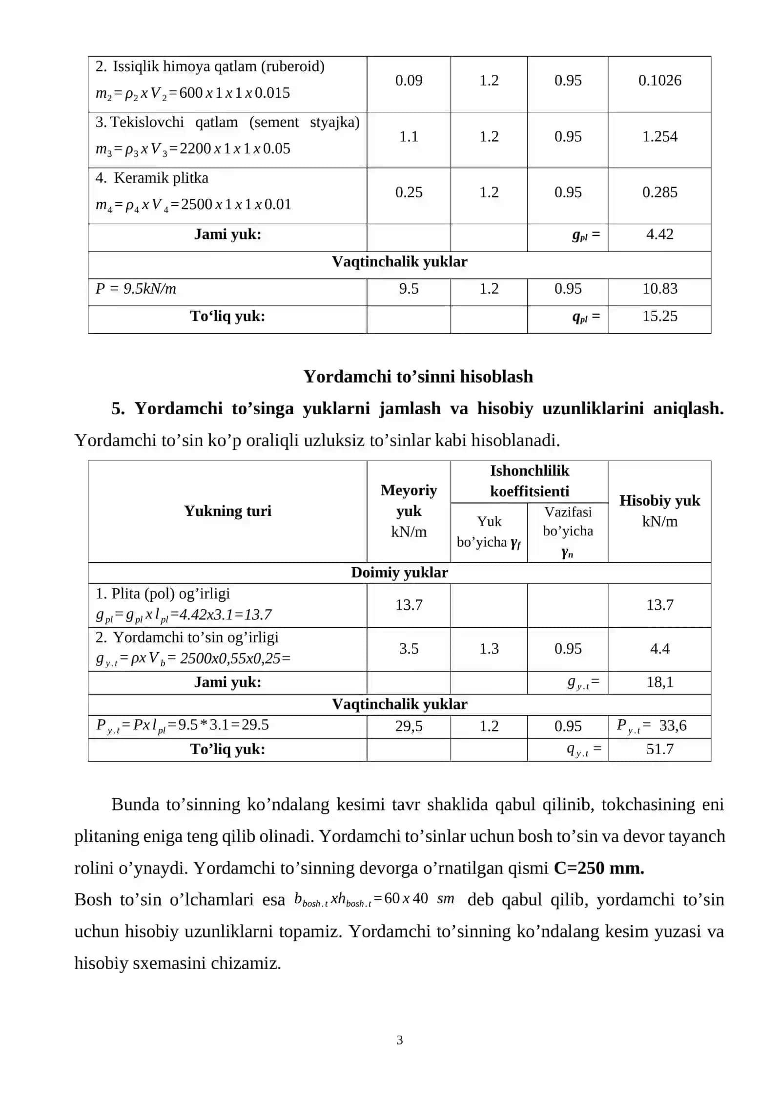 Ko‘p qavatli ishlab chiqarish binosining yuk ko‘taruvchi temirbeton konstruksiyalarini hisoblash va loyihalash (Kurs loyihasi) 3