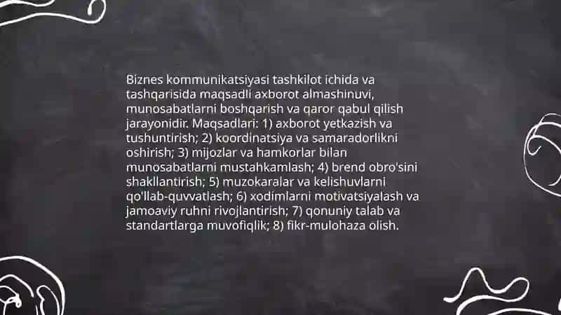 Biznes kommuniktsyasi va uning o'ziga xos xususiyatlari 3