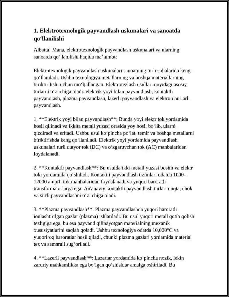 Elektrotexnologik Qurilmalar va Ularning Sanoatda Qo‘llanilishi 3