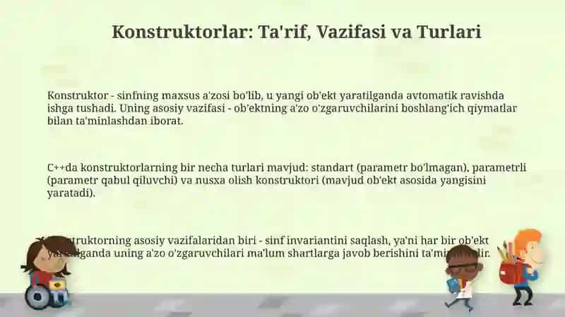 C++da konstruktorlar va ularni tashkil etish usullari 3
