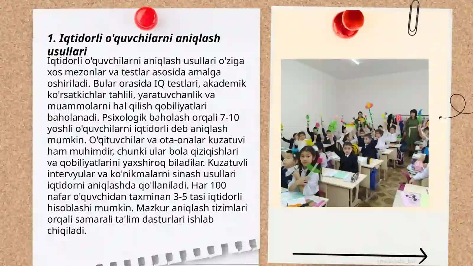 Taʼlim olganlikni tashxis etish.Iqdidorli oʻquvchilatni oʻqitish 3