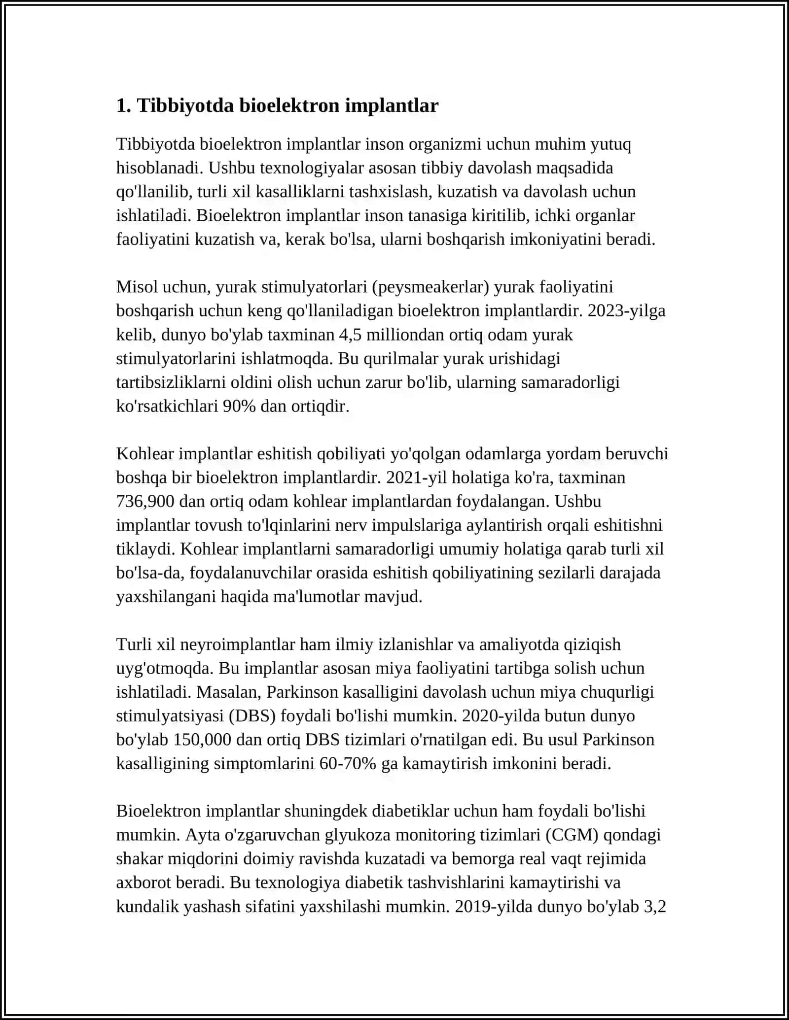 Tibbiyotda bioelektron implantlar 3