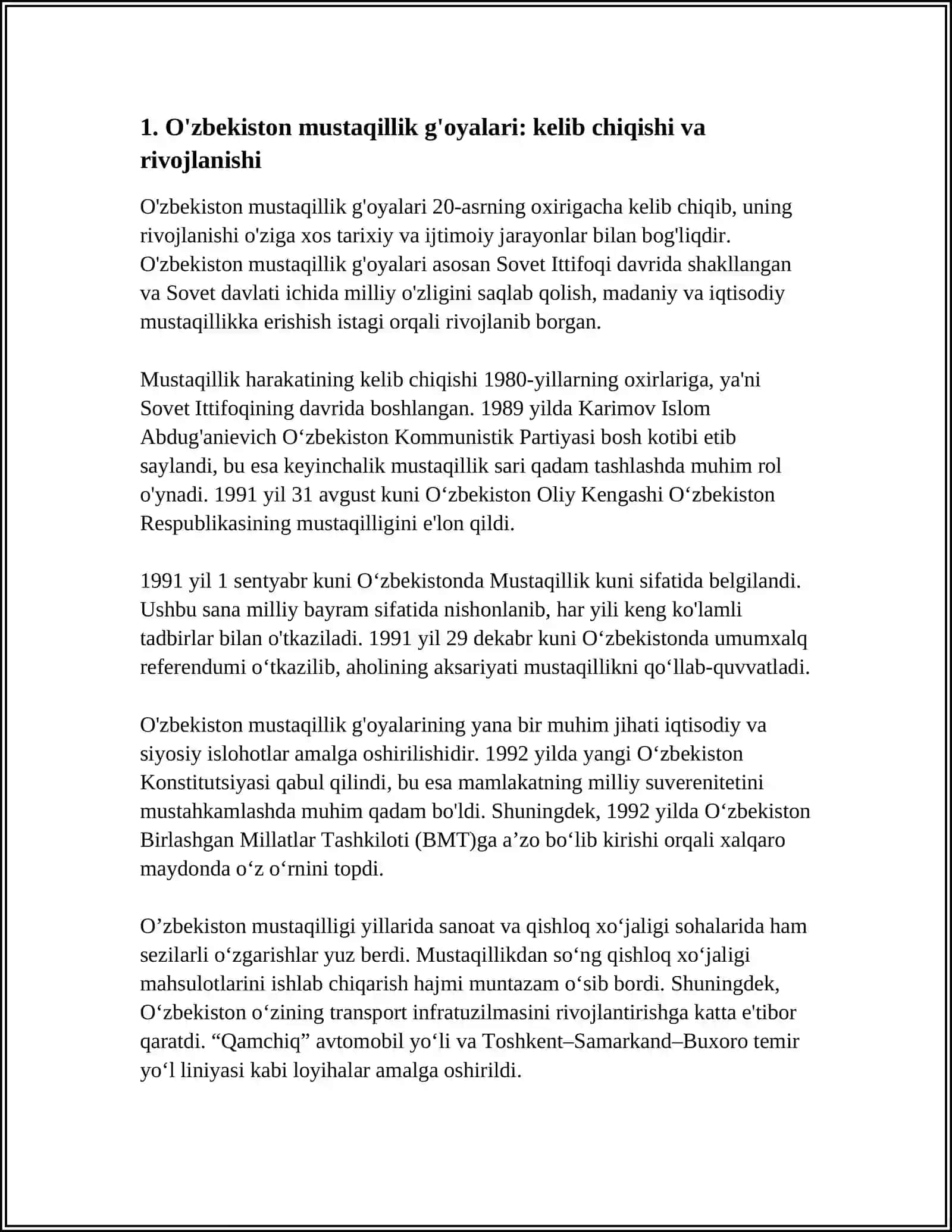 O'ZBEKISTON MUSTAQILLIK G'OYALARINI TARIXIY ASARLARI 3