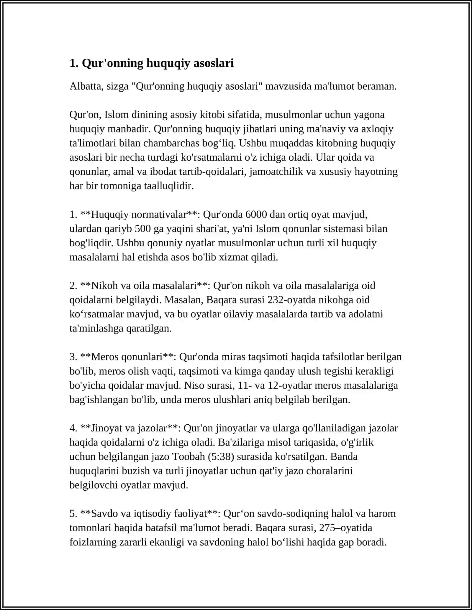 MUSTAQIL ISH Mavzu: ISLOM HUQUQI MANBALARI VA TURLARI 3