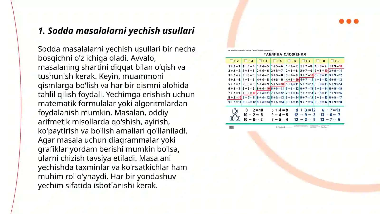 Sodda va murakkab masalalar yechish. Masala tuzish va uni yechish 3