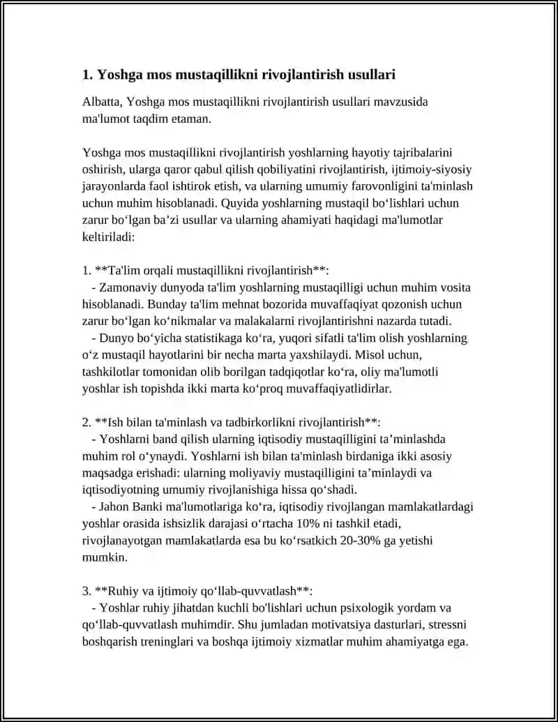 BOLALARDA MUSTAQILLIKNI RIVOJLANTIRISH METODLARI 3