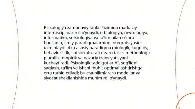 Psixologiya fanini zamonaviy fanlar tizimida tutgan o‘rni 3