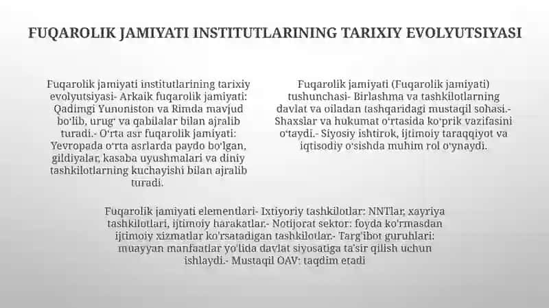 Fuqarolik Jamiyati Institutlari Tushunchasi, Belgilari, Tarkibiy Elementlari 3