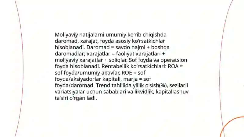 MOLIYAVIY NATIJALAR VA RENTABELLIK TAHLILI 3