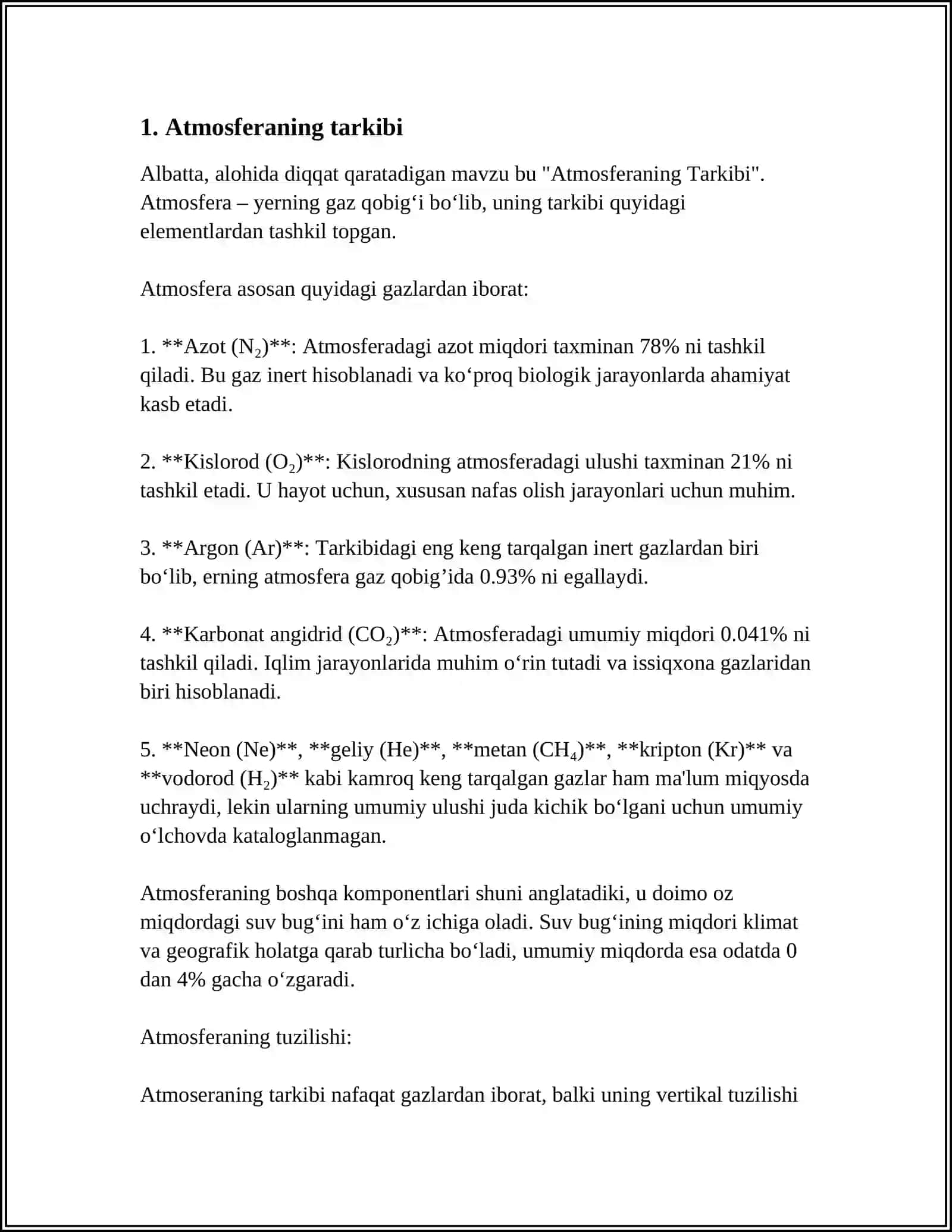 Atmosferaning Tarkibi 3