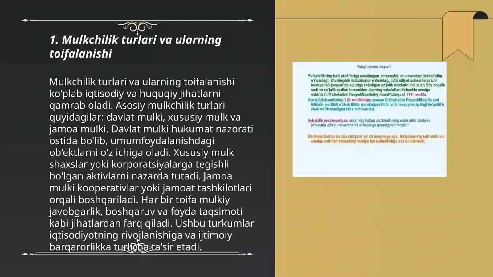 Mulkchilikning turli shakllari va ularning mazmuni 3