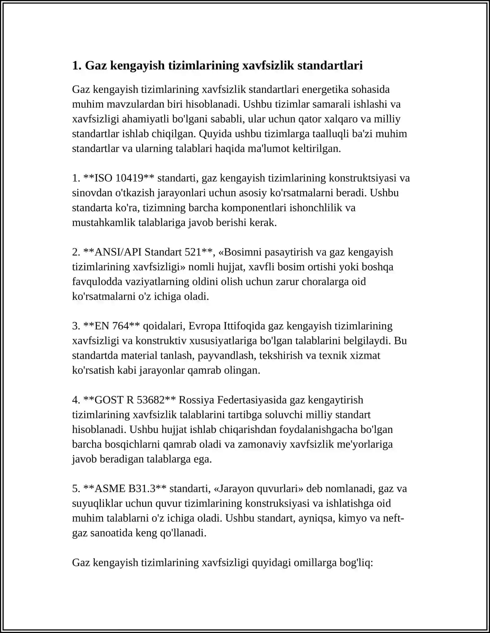 BRIZINT GAZLAMALARI UCHUN STANDARTLAR 3