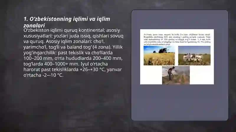Oʻzbekiston xoʻjaligi aholisi va tabiiy geografiyasi 3