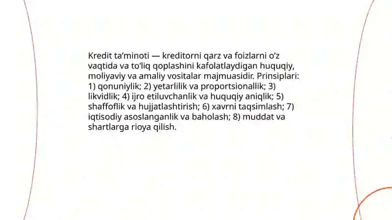 Kredit taʼminoti va shakllari 3