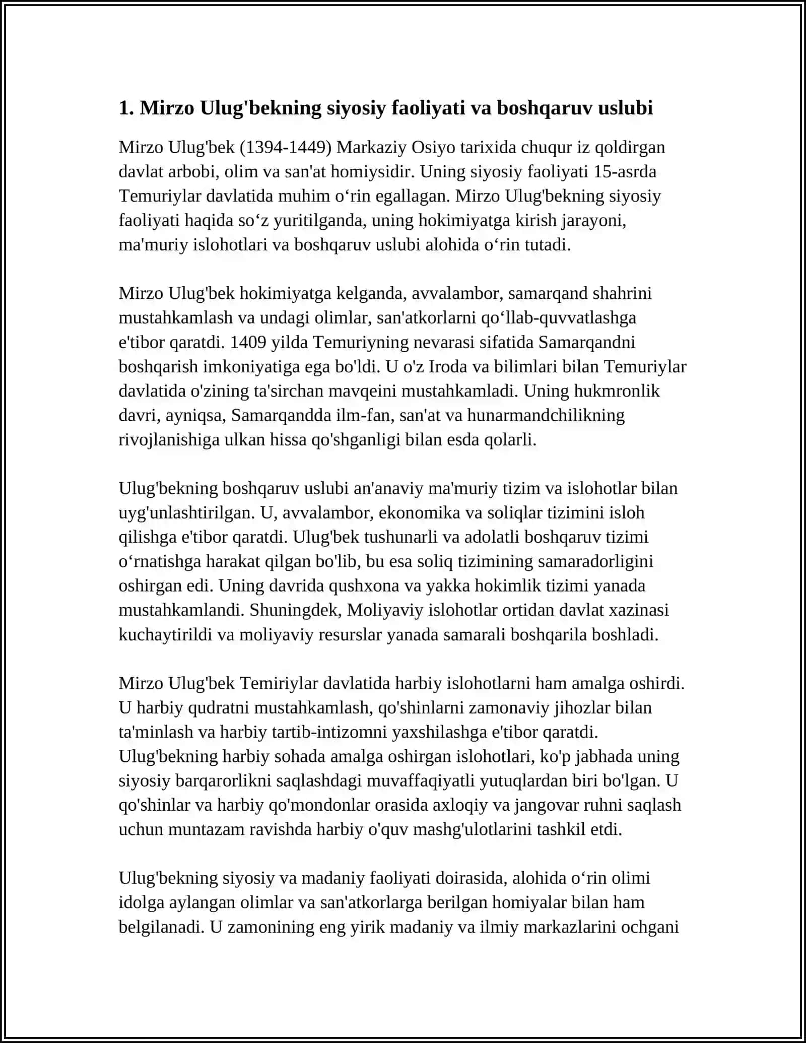 MIRZO ULUG'BEK - DAVLAT ARBOBI 3