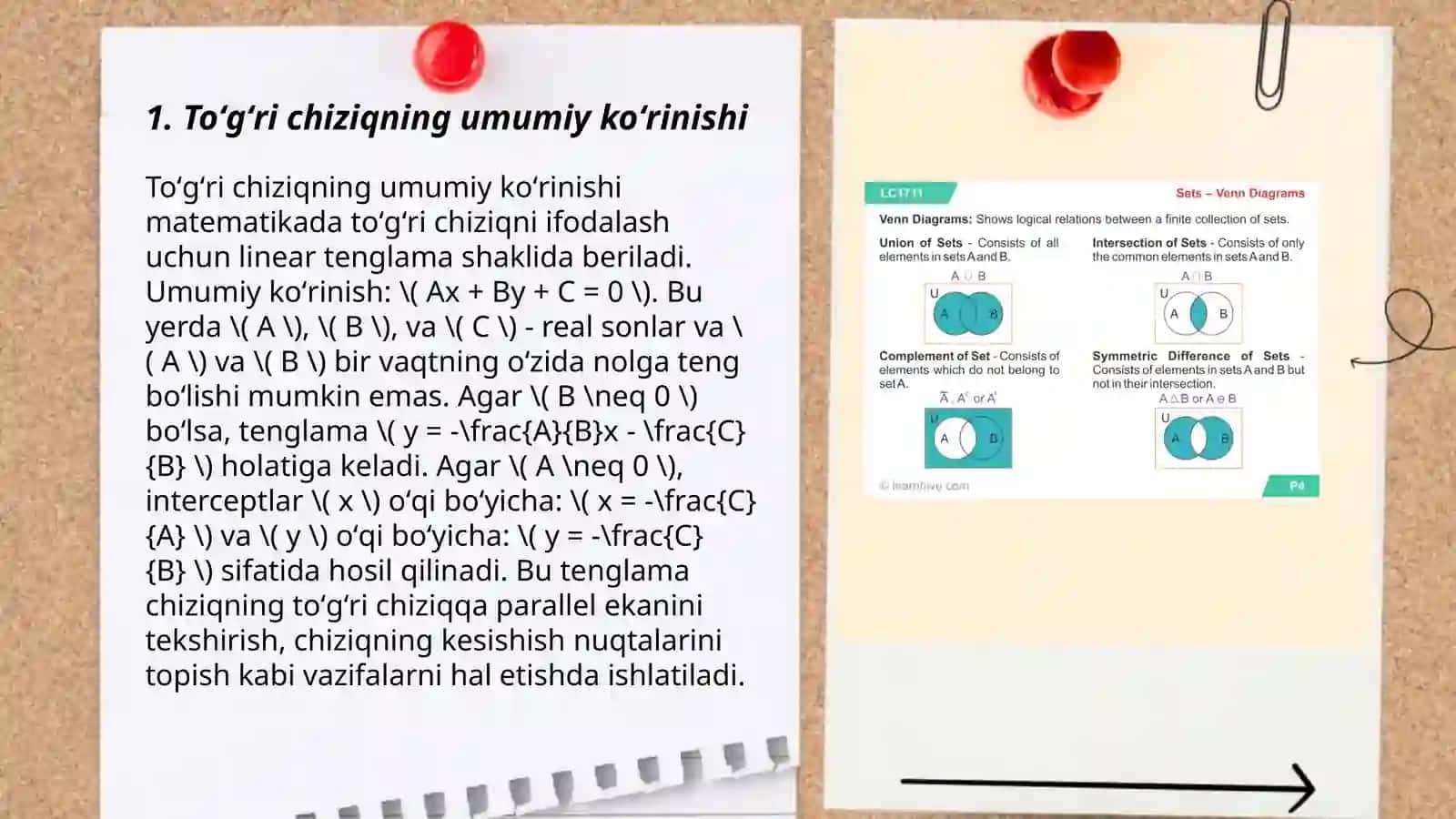 Toʻgʻri chiziqlarning kesishish nuqtasi va uni topish usullari 3