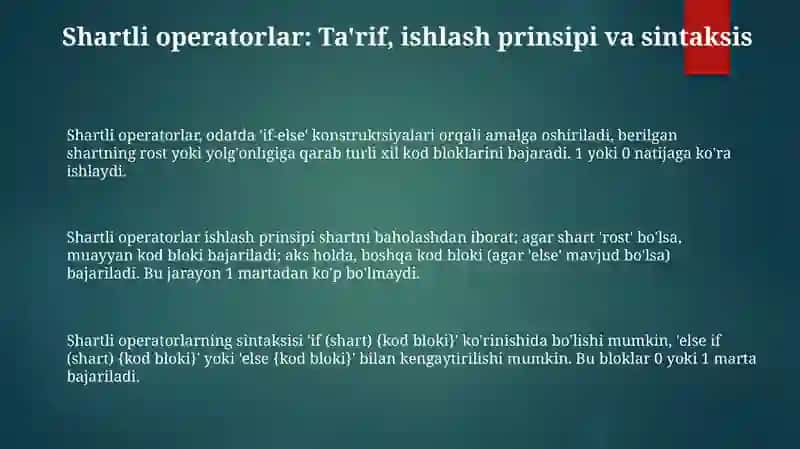 Shartli va takrorlanuvchi operatorlar 3