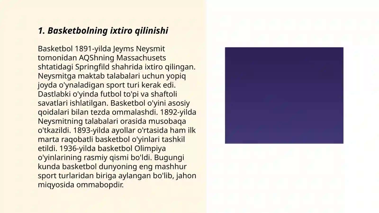Basketbol õyinining kelib chishi va rivojlanish tarixi 3
