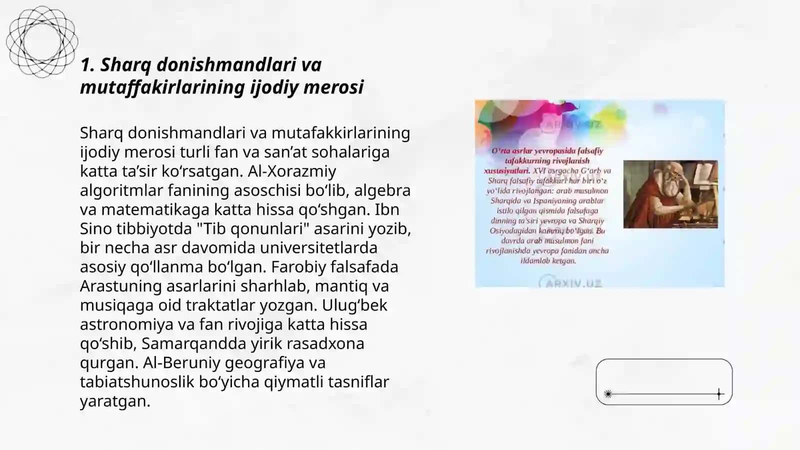 Sharq donishmandlari va mutaffakirlarining ijodiy merosida mudarrislarni tanlash ularga qo'yilgan talablar 3