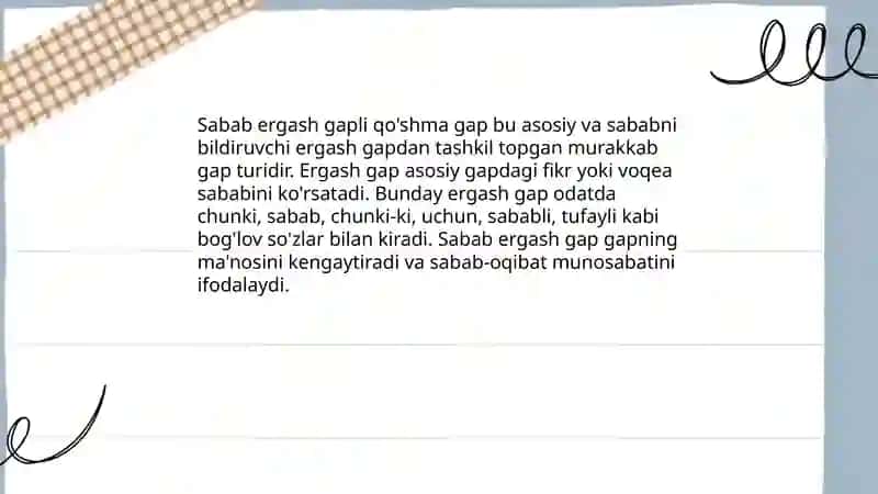 Sabab ergash gapli qo'shma gap 3