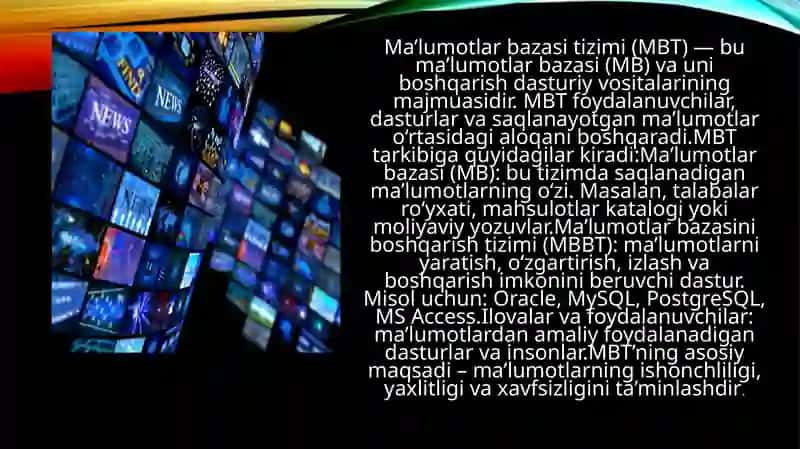 Ma’lumotlar bazasi tizimining  arxitekturasi 3