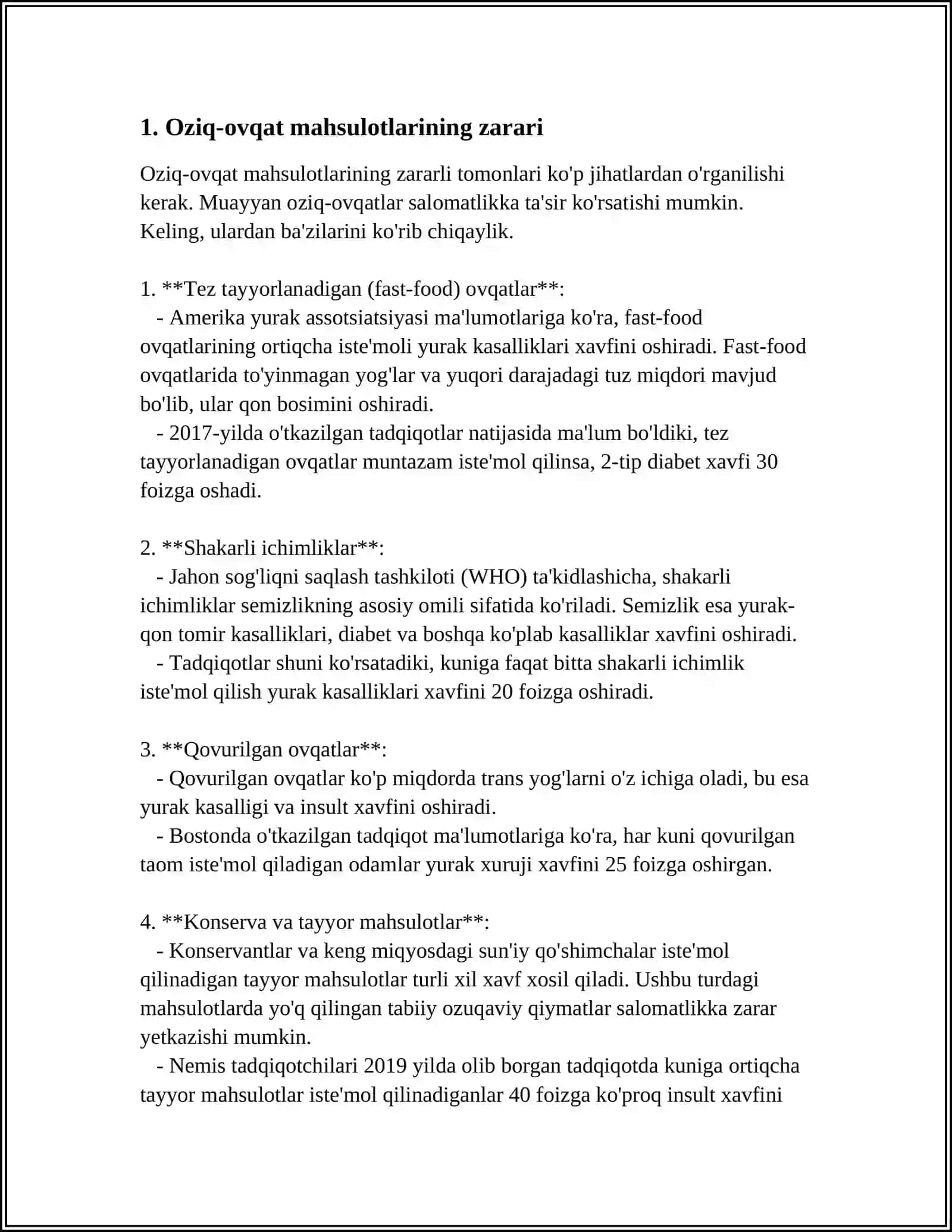 Tez tayyorlanadigan (fast-food) ovqatlar 3
