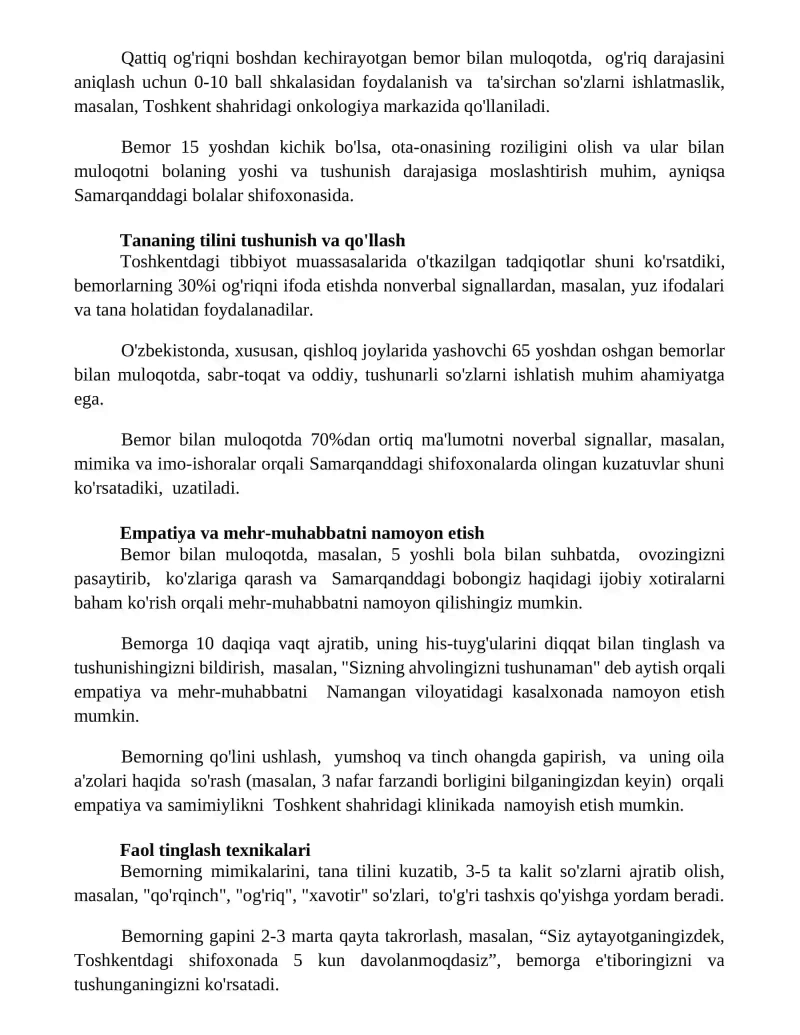 Bemorlar bilan verba va noverbal muloqot urnatish 3