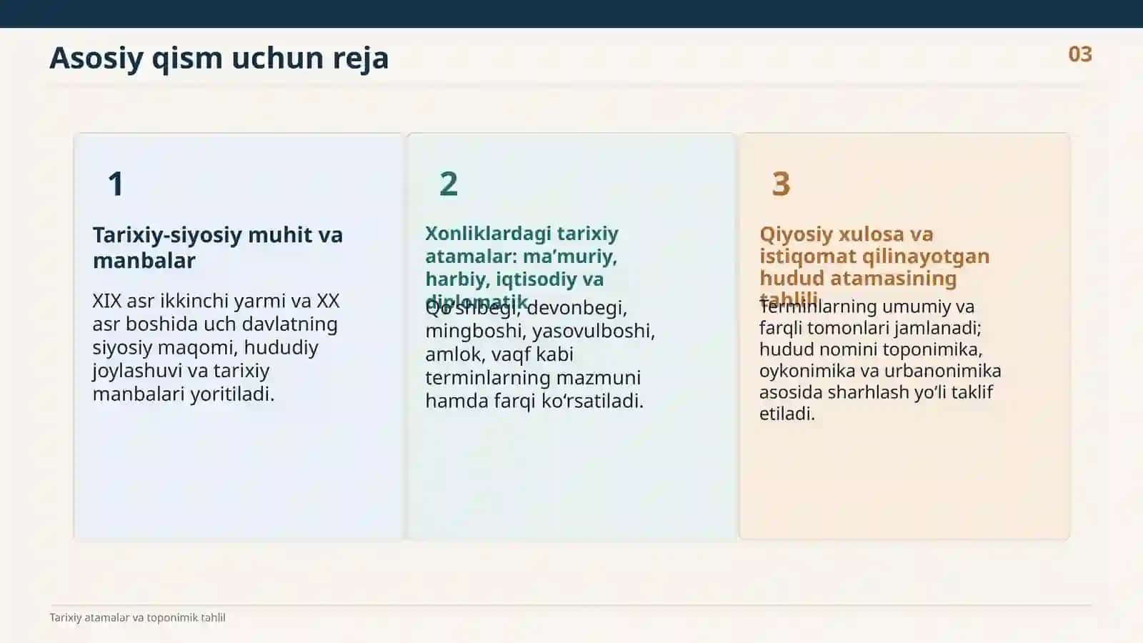 XIX–XX asrlarda BUXORO, XIVA hamda QOʻQON xonliklarida tarixiy atamalar 3