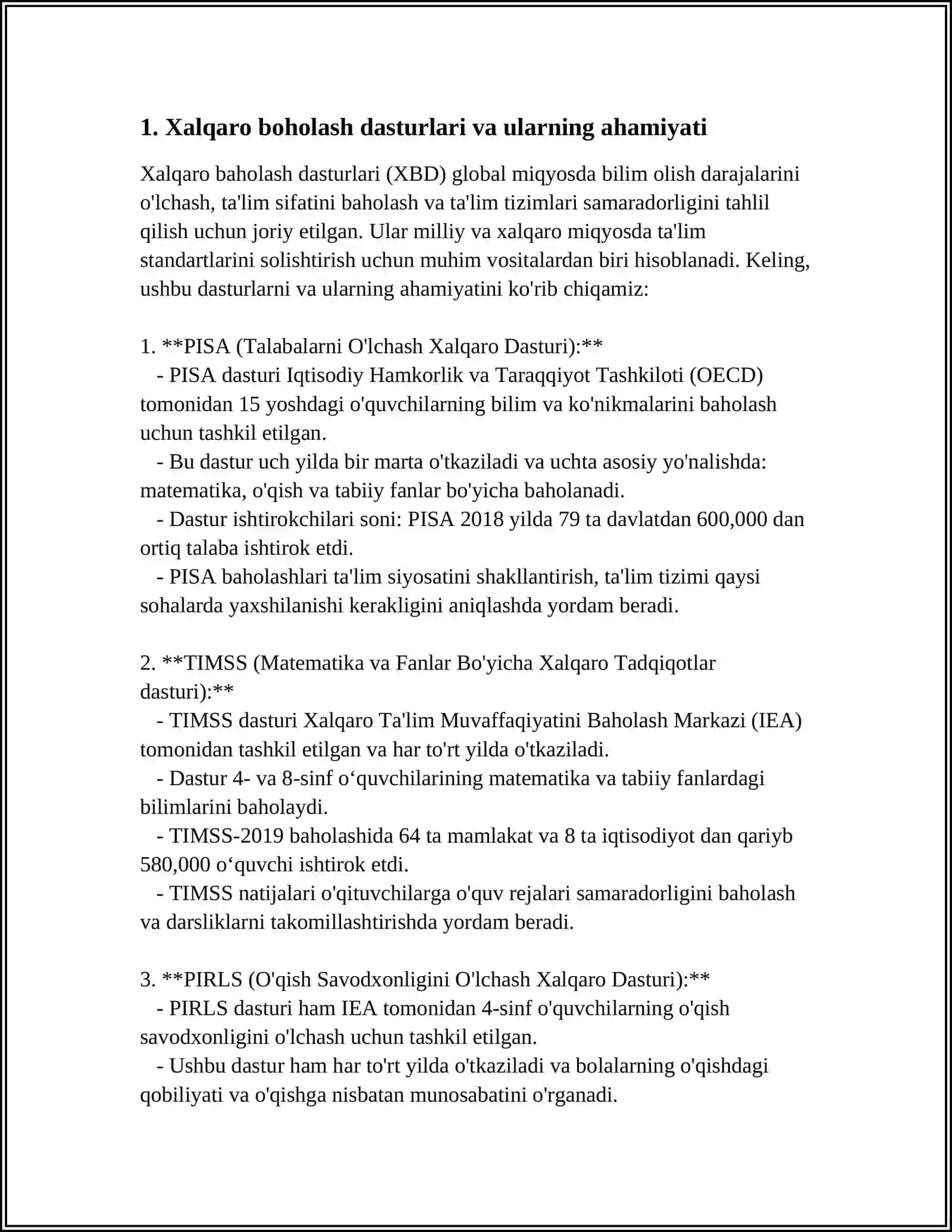 PISA (Talabalarni O'lchash Xalqaro Dasturi) 3