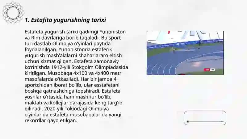 Estafita yugurish. 4×100 metrga yugurishni oʻrgatish 3