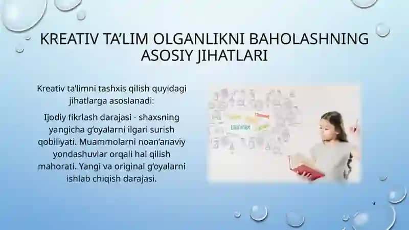 Kreativ ta’lim olganlikni tashxis etishning mohiyati 3