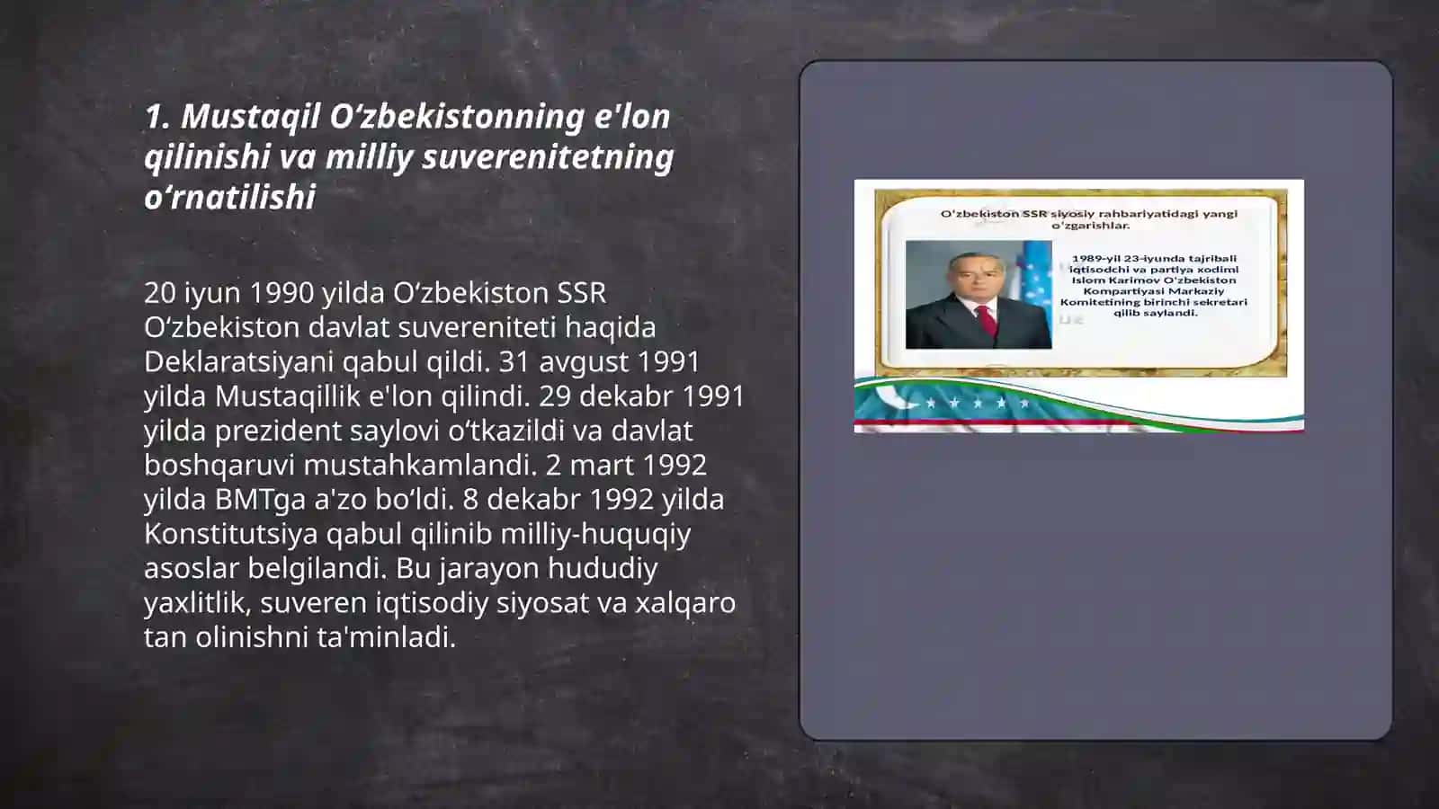 Mustaqil Oʻzbekistonning tashkil topishining tarixiy ahamiyati 3
