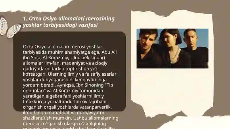Yuksak manaviyati yoshlarni tarbiyalashda o'rta Osiyo allomalarining ilmiy merosining o'rni 3
