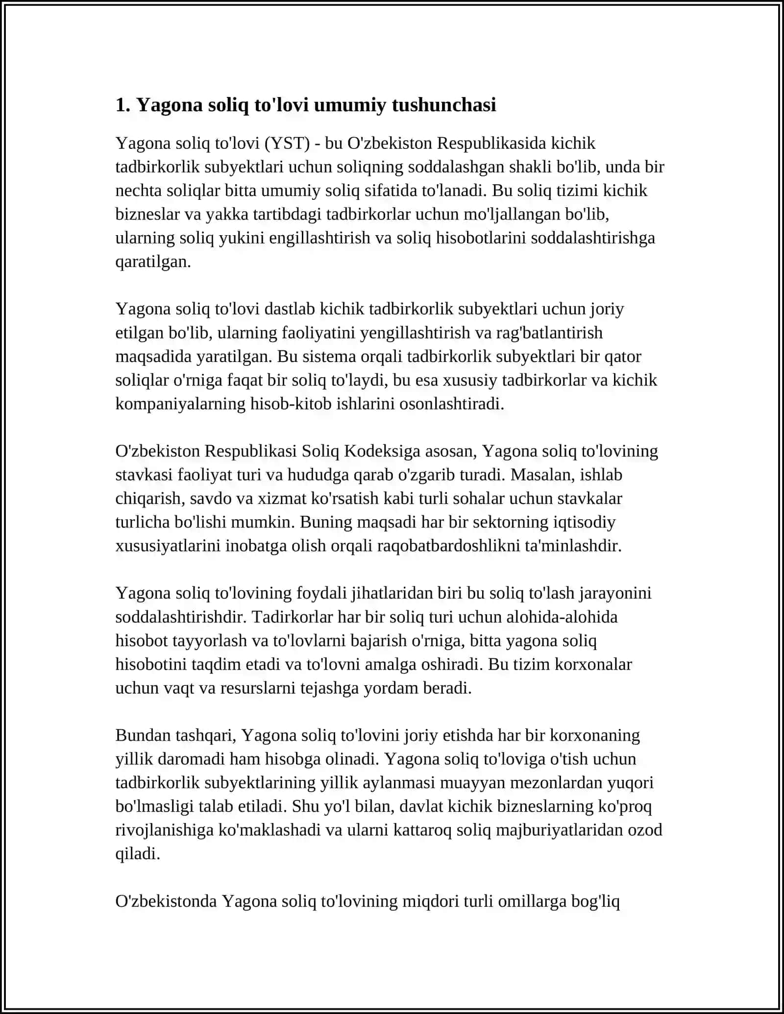 YAGONA SOLIQ TO'LOVI, SOLIQQA OID QORNIM BUZARLIKLAR 3